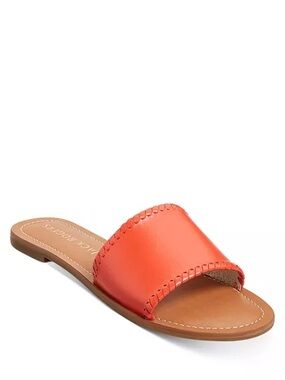 Jack Rogers Orange Leather Slides, 9.5